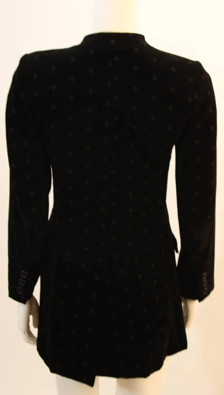 YVES SAINT LAURENT 1970s Black Velvet Blazer Nehru Collar