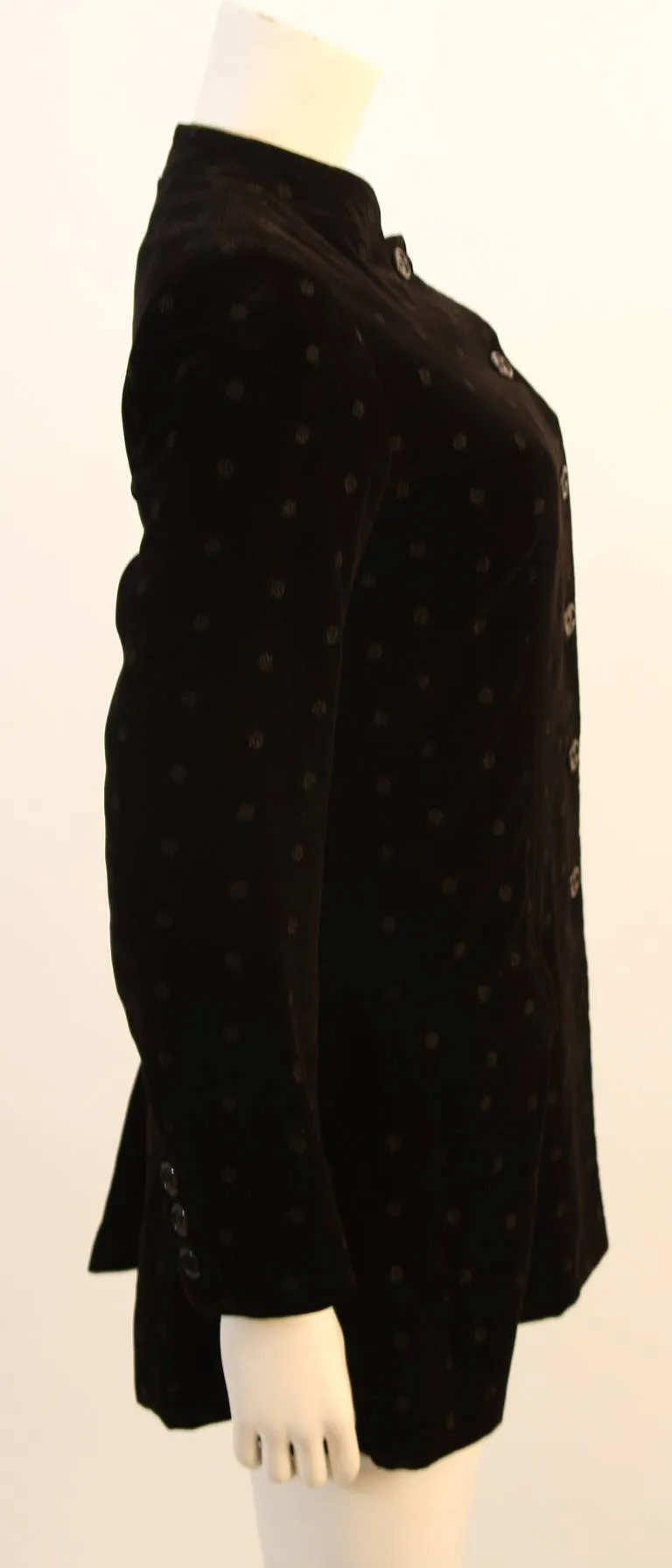YVES SAINT LAURENT 1970s Black Velvet Blazer Nehru Collar