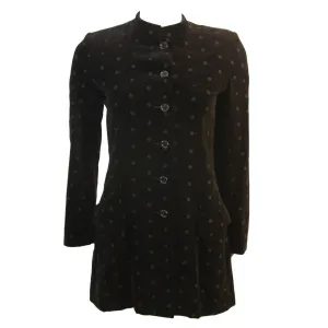 YVES SAINT LAURENT 1970s Black Velvet Blazer Nehru Collar